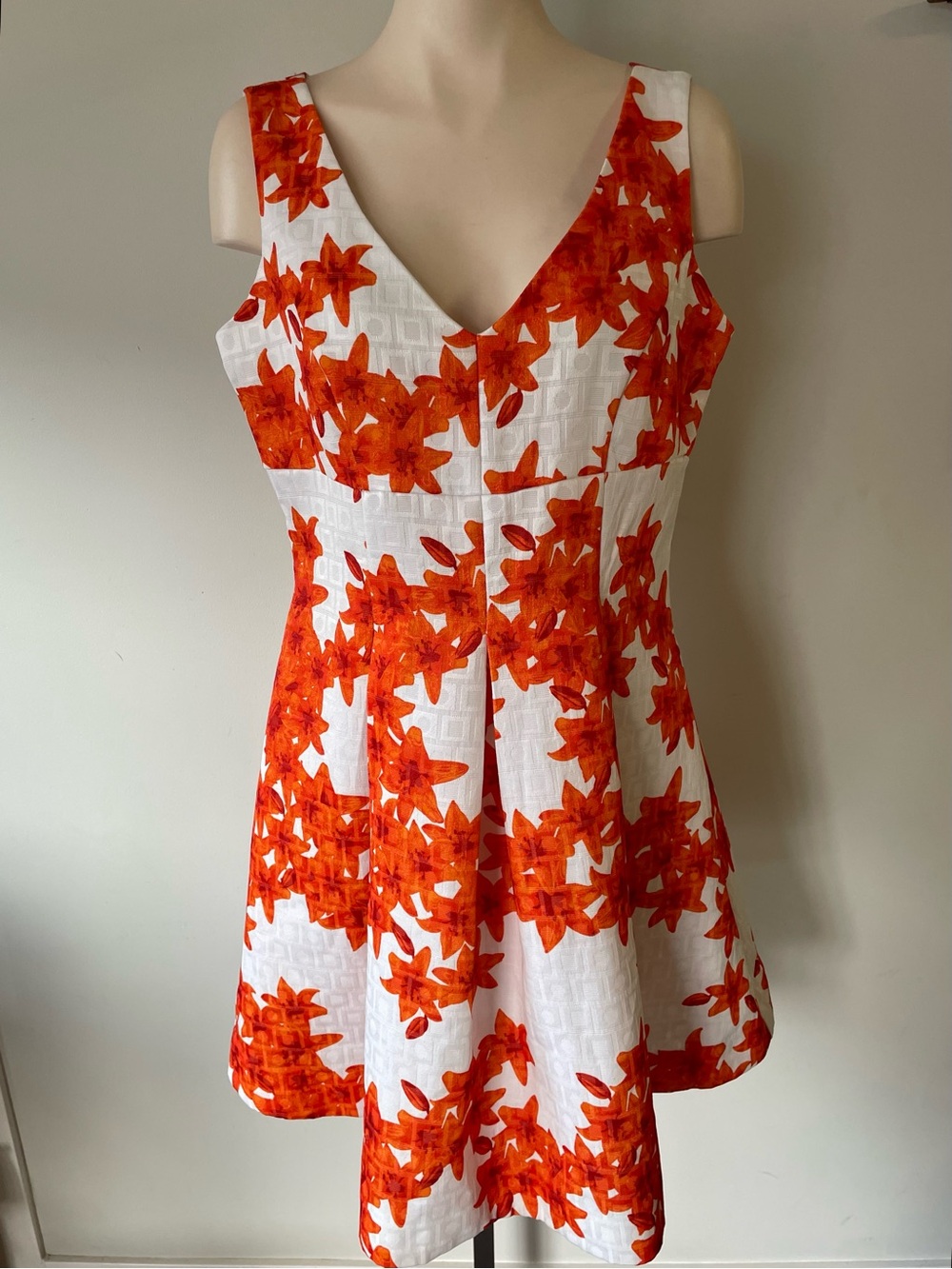 Gabby Skye Floral Fit & Flare Dress Orange Lily Cocktail Garden Party Size 12